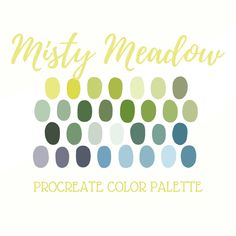 the logo for misty meadows'procreate color palette