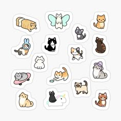 a bunch of cats stickers on a white background