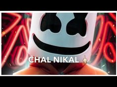 a person wearing a white mask with neon lights behind it and the words chal nikal