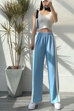 High Waist Side Split Wide Leg Pants – Tomscloth Outfits Bonitos, Respect Girls, Boyish Outfits, Korean Outfit Street Styles, Dream Fashion, Fashion Top Outfits, Korean Casual Outfits, Style Korea, Easy Trendy Outfits