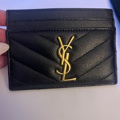 This Is A Brand New And Never Worn Black Card Holder With Gold Ysl Hardware. Comes With Dust Cover And Is In Perfect Never Used Condition. Save Money, Tax And Shipping On Buying From Ysl Directly Saint Laurent Card Holder, Ysl Card Holder, Ysl Wallet, Gold Card, Yves Saint Laurent Bags, 2024 Christmas, Black Card, Dust Cover, Wearing Black