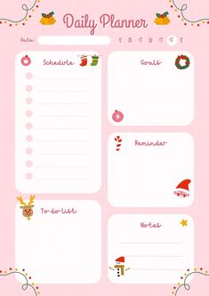 a pink christmas planner with santa clause on it