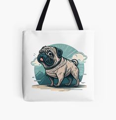 Get my art printed on awesome products. Support me at Redbubble #RBandME: https://www.redbubble.com/i/tote-bag/Pug-by-nzbt/137913813.A9G4R?asc=u