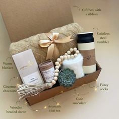 the contents of a gift box are labeled