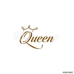 the word queen written in cursive writing with a crown on top of it