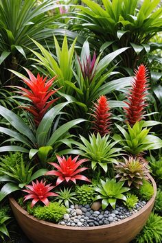 20 Tropical Garden Design Ideas - Toolz Geek Tropical Front Yard Landscaping, Tropical Front Yard, Stone Water Features, Hibiscus Garden, Artificial Rocks, Tropical Garden Design, Christmas Flower Arrangements, Bamboo Fence, Garden Crafts Diy