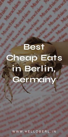 a hand holding a bug with the words best cheap eats in berlin, germany on it