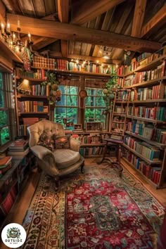 a room filled with lots of books and furniture