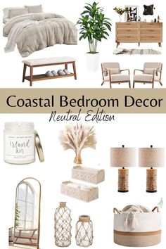 coastal bedroom decor with neutral and white colors