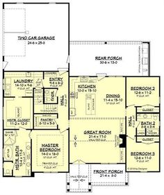 the floor plan for this house is very large and has two master suites on each side