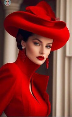 Stylish Womens Hats, 2piece Outfits, High Fashion Editorial, Simply Red, Fancy Hats, Beautiful Hats, Red Hats