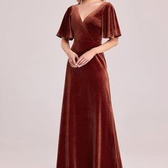 Ever-Pretty Women's Retro Evening Gown A Line V-Neck Wrap Velvet Long Formal Dresses *Originally $50-70 *Brick Red *100% Polyester *Zipper Closure *Size 10/Xl *Smoke Free Home *Send Me An Offer *Will Ship Out Within 24 Hours Christmas Dress Plus Size, Party Dresses With Sleeves, Plus Size Velvet, Velvet Evening Dress, Velvet Party Dress, Beautiful Evening Dresses, Velvet Prom Dress, Velvet Bridesmaid Dresses, Ever Pretty