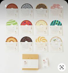 a wall calendar with different designs on it