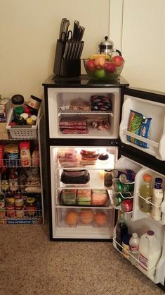 an open refrigerator filled with lots of food