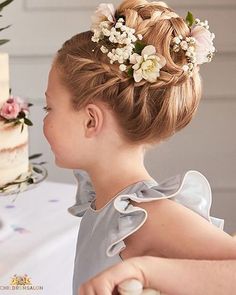 Flower Girl Wedding Hair, Girls Updo Hairstyles, First Communion Hairstyles, Communion Hairstyles