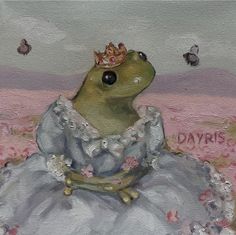 a painting of a frog in a dress