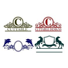 four different logos with horses on them