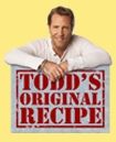 a man holding a sign that says todd's original recipe on it with the words todd's original recipe