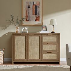 a living room scene with focus on the sideboard