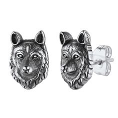 Wolves are enshrined as totems in nomads, because wolves have helped nomads a lot. Without wolves, there would be no nomads' courage and tenacity. Wolves have team spirit, lofty maternal love, courage, mutual benefit, indomitable spirit, courage, strong and hard work. This viking wolf stud earrings are retro and stylish, lightweight and comfortable to wear. Carved-style, Delicate and Comfort-fit.   SPU:  TE12761  Collection:  Viking  Material：Stainless Steel  Dimension: 12.7mm*8.7mm  Weight: 2.5