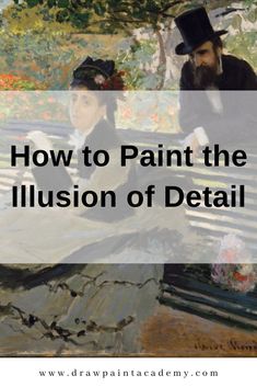 a painting with the words how to paint the illusion of detail in white and black