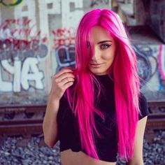 Magenta Hair Outfit, Magenta Hair, Hot Pink Hair, Remy Human Hair Wigs, Hair Color Pink, Straight Lace Front Wigs, Fall Baby