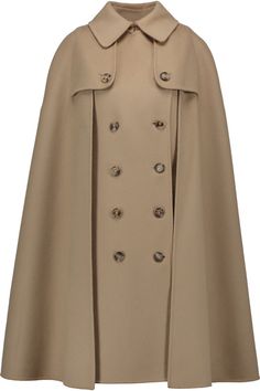 Cape Coat Outfit, Michael Kors Coats, Brown Cape, Wool Clothes, Cloth Coat, Wool Cape Coat, Wool Fashion, School Uniform Fashion, Poncho Coat