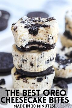 Oreo Cheesecake Bites Oreo Bites, Oreo Cheesecake Bites, Mini Oreo Cheesecake, Cream Cheese Oreo, Oreo Desserts, Oreo Dessert Recipes, Oreo Recipes