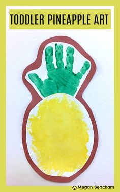 a paper plate with a handprint on it and the words toddler pineapple art