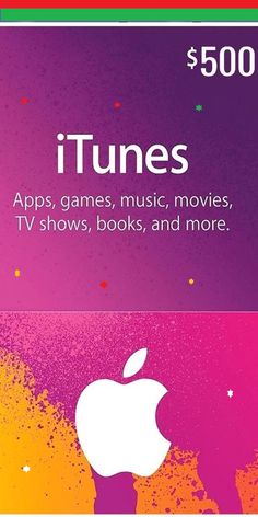 the itunes gift card is $ 500 for itunes games, music, movies, tv shows, books and more