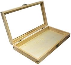 an open wooden box on a white background