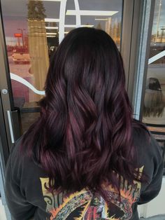 Dark Red Hair Color On Black Hair, Chocolate Burgandy Hair, Brown With Burgundy Underneath, Dark Burgundy Highlights, Dark Ruby Hair Color, Ruby Wine Hair Color On Black Hair, Dark Red Balayage On Black Hair, Ruby Wine Hair Color