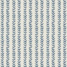 a blue and white striped pattern with leaves