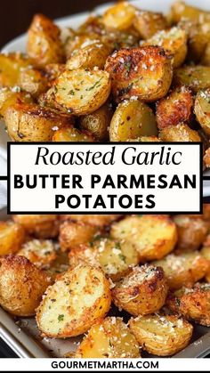 Get ready for the most irresistible side dish – Roasted Garlic Butter Parmesan Potatoes! These crispy, golden bites are packed with buttery garlic flavor and a cheesy Parmesan crust. Perfect for dinner parties, holidays, or everyday meals, these potatoes will disappear off the plate in no time! #RoastedPotatoes #GarlicButterPotatoes #ParmesanPotatoes #CrispyPotatoes #EasySideDish #PotatoRecipes #CheesyPotatoes #ComfortFood #OvenBakedPotatoes #RoastedVeggies #DinnerIdeas #HolidayRecipes Roasted Garlic Butter Parmesan Potatoes, Garlic Butter Parmesan Potatoes, Butter Parmesan Potatoes, Golden Potato Recipes, Potato Dishes Easy, Easy Roasted Garlic, Garlic Parmesan Roasted Potatoes, Russet Potato Recipes, Roasted Garlic Butter