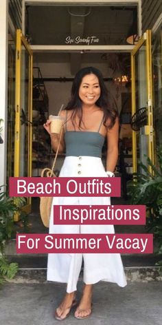 Casual Beach Outfit Simple, Beach Outfit Dresses, Simple Beach Outfit, Beach Outfits Women Vacation, Women Beach Outfits, Beach Style Outfit, Caribbean Outfits, Midsize Summer, Beach Outfit For Women