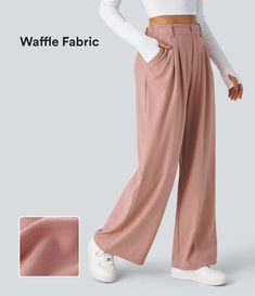 Discover Women’s Halara Flex™ High Waisted Plicated Side Pocket Wide Leg Waffle Work Pants at Halara, Crowd-Approved Affordable Choices Made For What Moves You. Jean Large, Casual Wide Leg Pants, Leg Work, Work Tops, Joggers Womens, Floral Pants, Jogger Sweatpants, Bottom Clothes, Pants Color