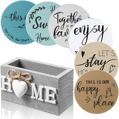 the home coasters are decorated with different designs