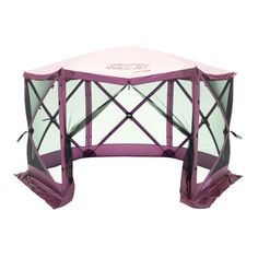 a purple and white gazebo on a white background