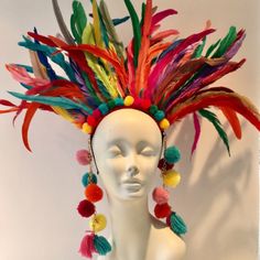 Rainbow Feather, Foam Wigs, Theme Carnaval