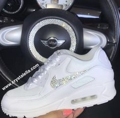 Nike Company, Swarovski Nike, Nike Air Max 90s, Air Max 90s, Custom Sneakers, Aquamarine Blue, Crystal Embellishment, Summer Ready, 2 On