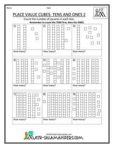 the place value cubes and ones worksheet is shown in this printable