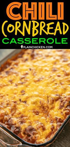 a casserole dish with cheese and chili on top