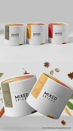 three different types of spices are shown in this graphic art work, with the words mixed spice written on them