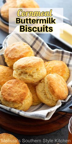 cornmeal buttermilk biscuits in a basket