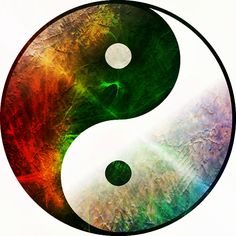 the yin symbol is painted in different colors