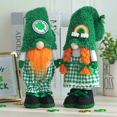 PRICES MAY VARY. 【St Patrick's Day Gnomes Plush】These adorable Mr. and Mrs.irish Buffalo Check Gnomes Plush With Clover and Rainbow create festive touch on your St Patricks Home decorations.And Gnomes will bring us good luck, happiness, warmth and a little magical to your home. 【Good Luck Present 】Two Green Check Gnomes is an ideal gift for St Patricks Day, Valentine's Day, New Year and Spring Holiday. The Green Hats with Clover and Rainbow are perfect for spreading holiday happiness. Unique gno St Patricks Day Decor, Irish Festival, Irish Party, Summer Party Decorations, St Patrick's Day Decorations, St. Patricks Day, Elf Doll, Gnomes Crafts, Small Sculptures