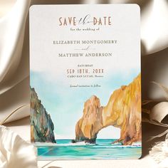 an image of save the date card with watercolor painting