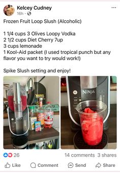 the instagrams are showing different types of food and drinks in their blenders