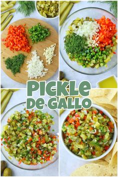 four pictures showing the steps to make pickle de galloo