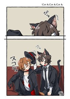 two comics with cats in suits and hats